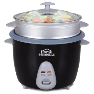 Olla Arrocera Home Elements 1,8 Lts Negra Con Vaporera