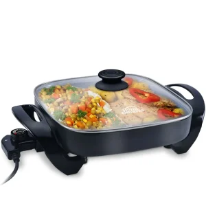 SARTEN ELECTRICO CUADRADO 30X30CMS TAPA VIDRIO HE116B3030