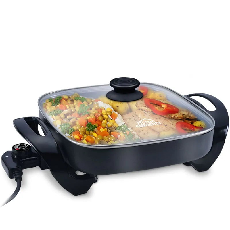 SARTEN ELECTRICO CUADRADO 30X30CMS TAPA VIDRIO HE116B3030